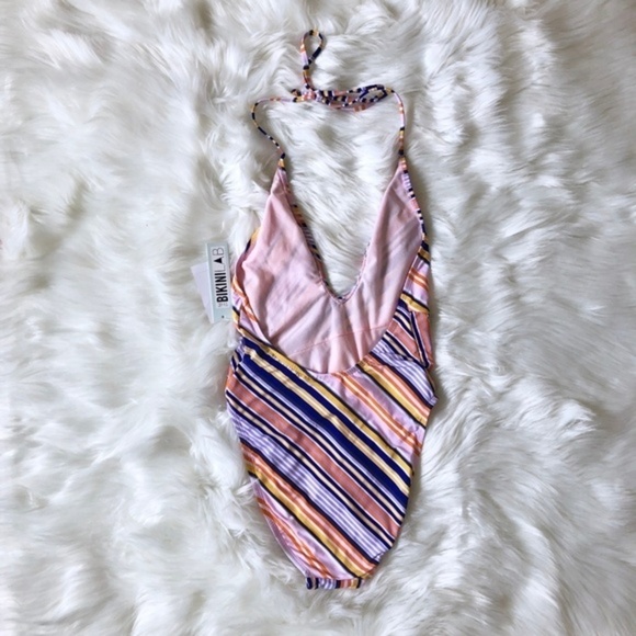 The Bikini Lab Stripe Plunge 1 Piece Swimsuit NWT New Bathing Suit - Picture 4 of 4